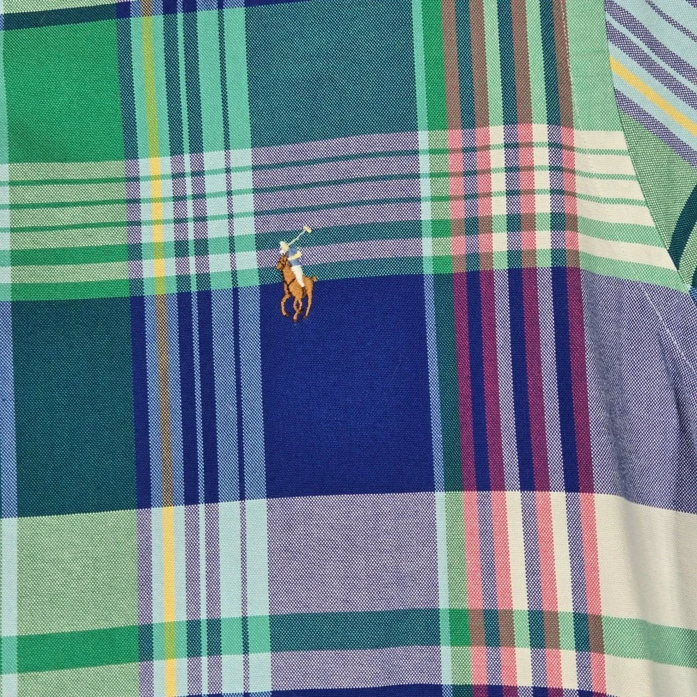 Polo Ralph Lauren Button Down Shirt Mens XL Multi Color Plaid Classic Fit Cotton